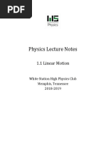 Physics Lecture Notes: 1.1 Linear Motion