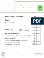 Digital Literacy Cambridge Lower Secondary 1 Progression Test - 2022 (ST8)