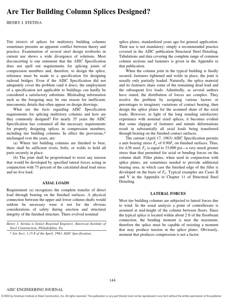 Are Tier Building Column Splices | PDF | Stress (Mechanics) | Column