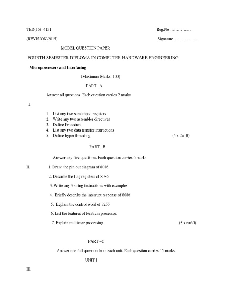 Fourth Semester Diploma in Computer Hardware Engineering