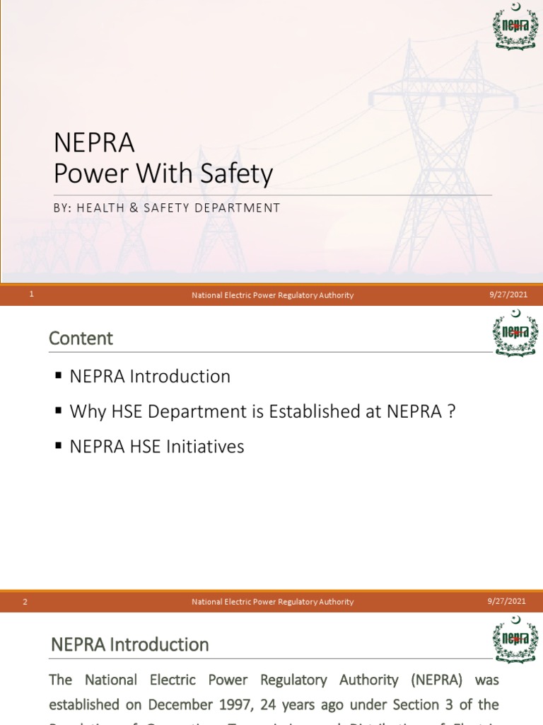 NEPRA HSE Initiatives Sep 24, 2021 PDF Economies Safety