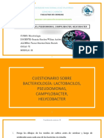 Lactobacilos, Pseudomonas, Campylobacter, Helycobacter
