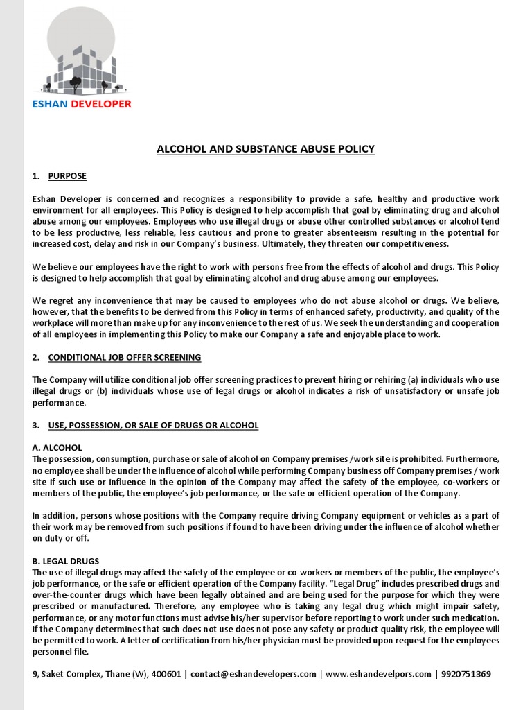 Alcohol Policy PDF Employment Driving Under The Influence