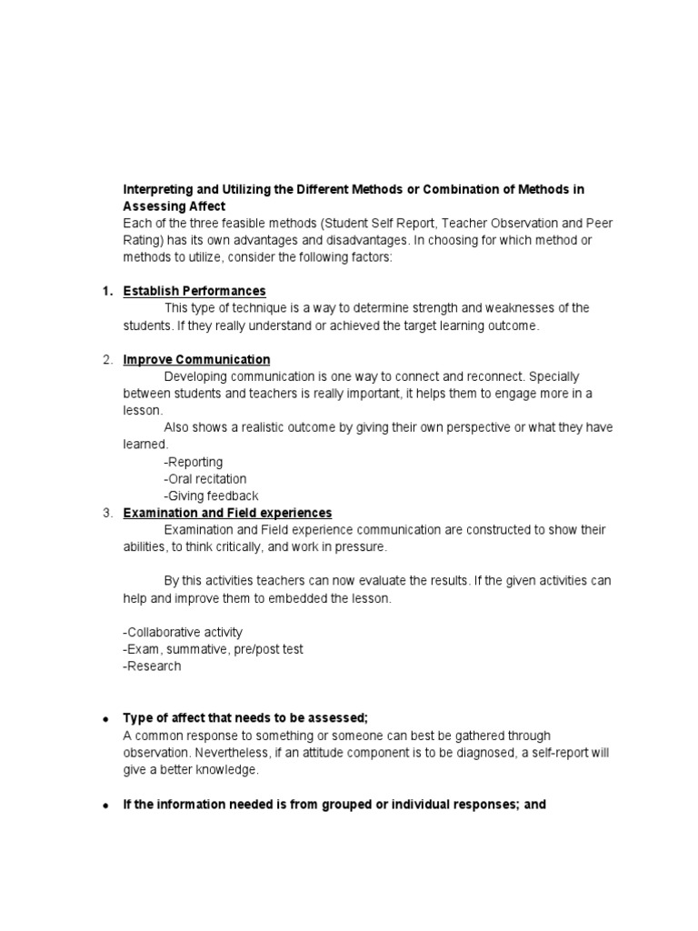 Interpreting and Utilizing The Different Methods or Combination of ...