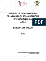 Manual de Procedimientos de La Unidad de Rehabilitación E Integración Social U.R.I.S. San José Del Rincón 2019