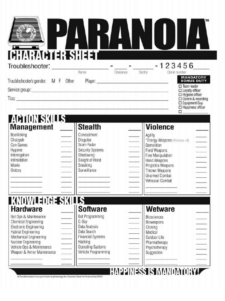 Paranoia: Troubleshooters Guide | PDF