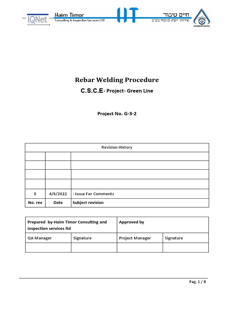 Rebar Welding Procedure Specification | PDF | Welding | Construction