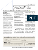 Arousability, Personality, and Decision-Making Ability in Dissociative Disorder