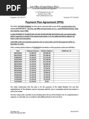 1. Payment Plan Agreement