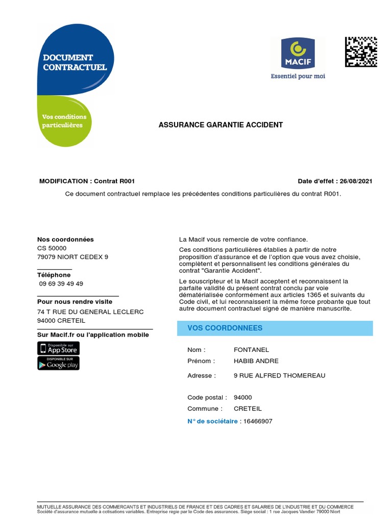 MACIF Assurance Garantie Accident PDF