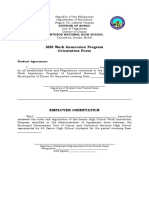 SHS Work Immersion Program Orientation Form: Division of Bohol Cantubod National High School