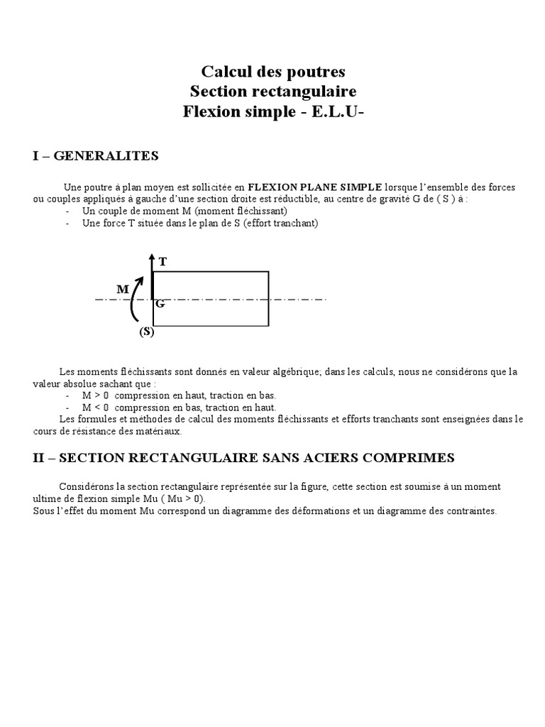 Calcul Des Poutres en Flexion Simple À l'ELU | PDF | Flexion (matériau ...