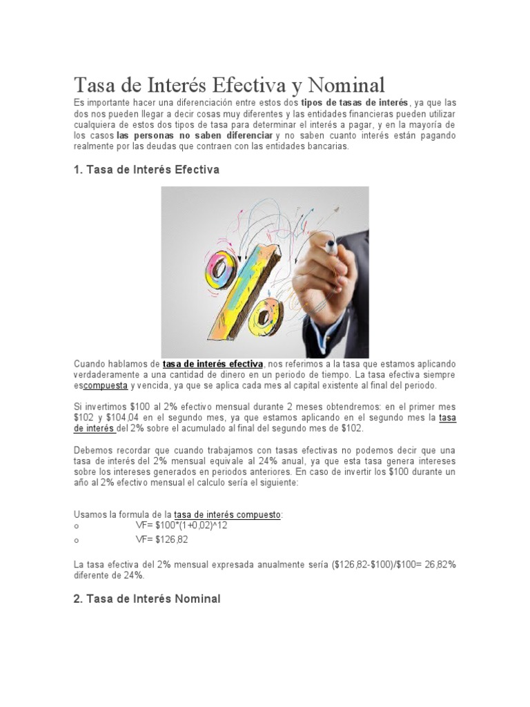 Diferencias entre tasas de interés efectivas y nominales | PDF ...