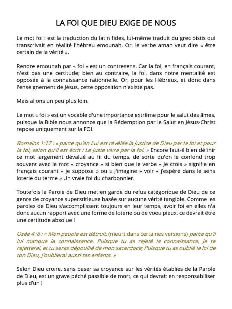 La Foi: Certitude et Connaissance Divine | PDF | Dieu | Jésus