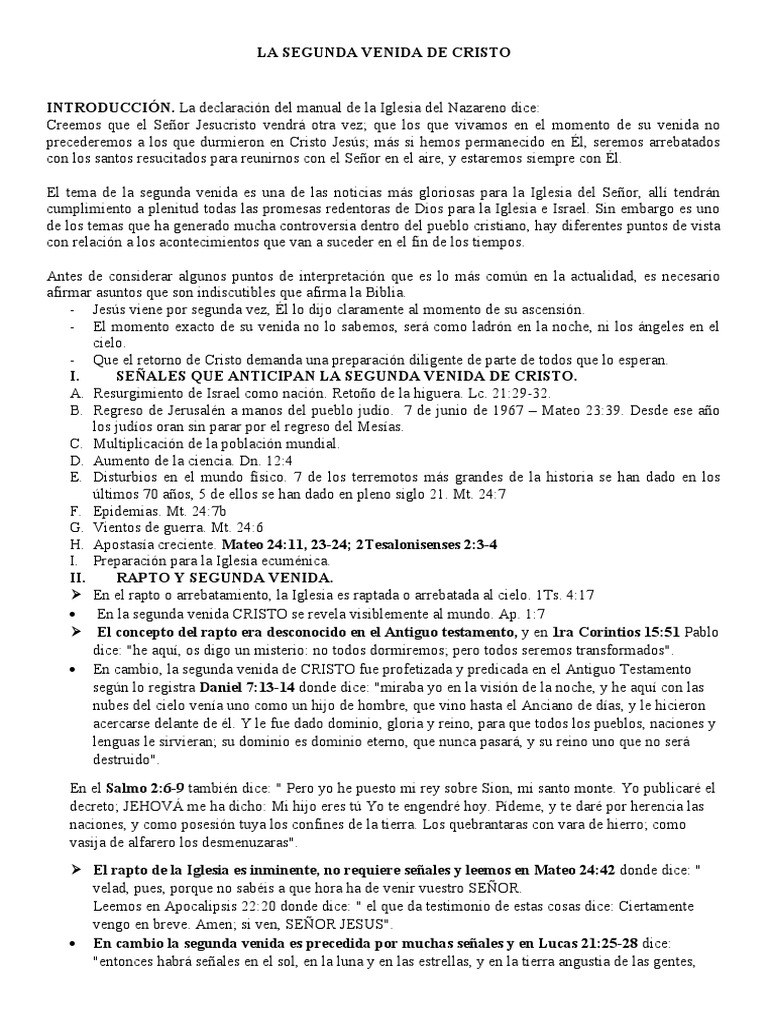 Acontecimientos de la Segunda Venida | PDF | Cristo (título) | Éxtasis