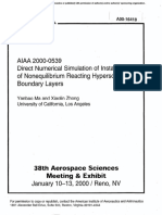 AIAA 2000-0539 Direct Numerical Simulation of Instability of Nonequilibrium Reacting Hypersonic Boundary Layers