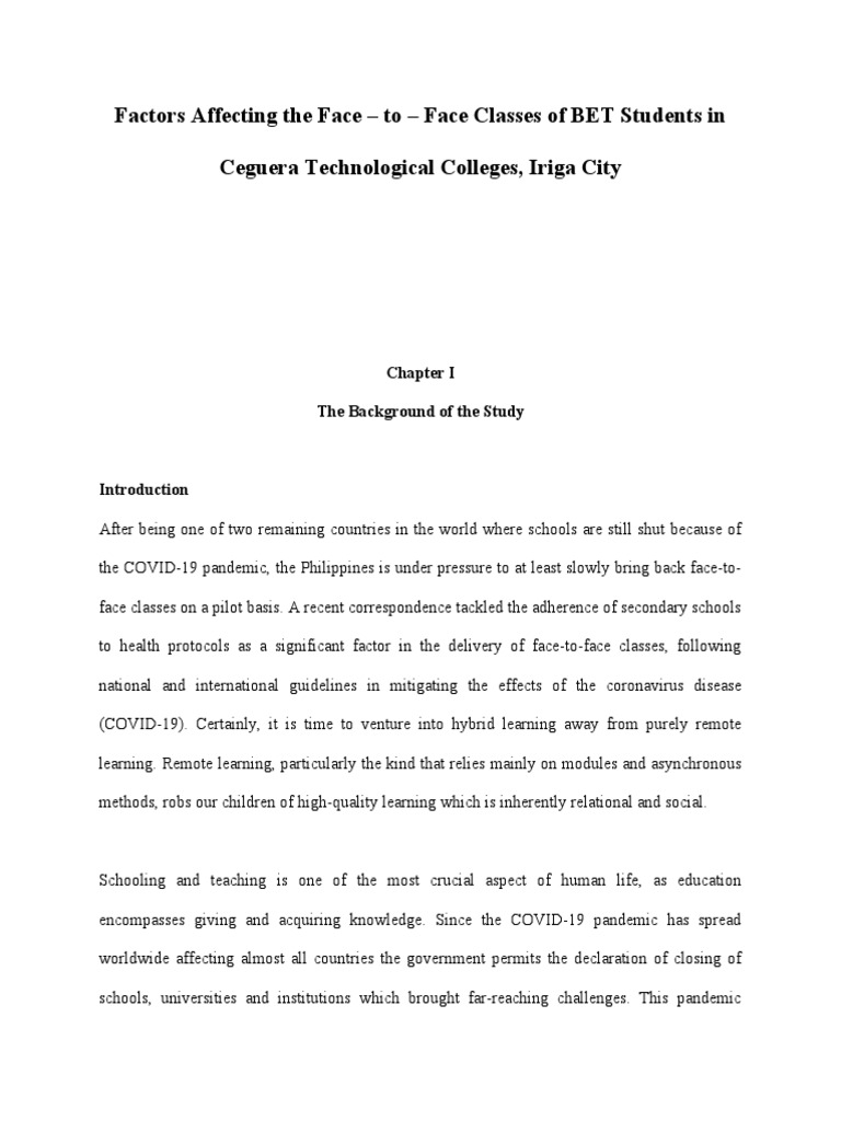 Factors Influencing Face-to-Face Classes | PDF | Educational Technology ...