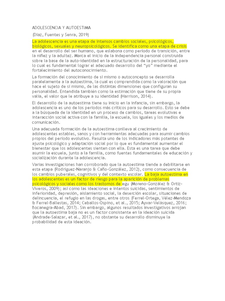 Autoestima en la Adolescencia: Claves y Retos | PDF | Adolescencia ...