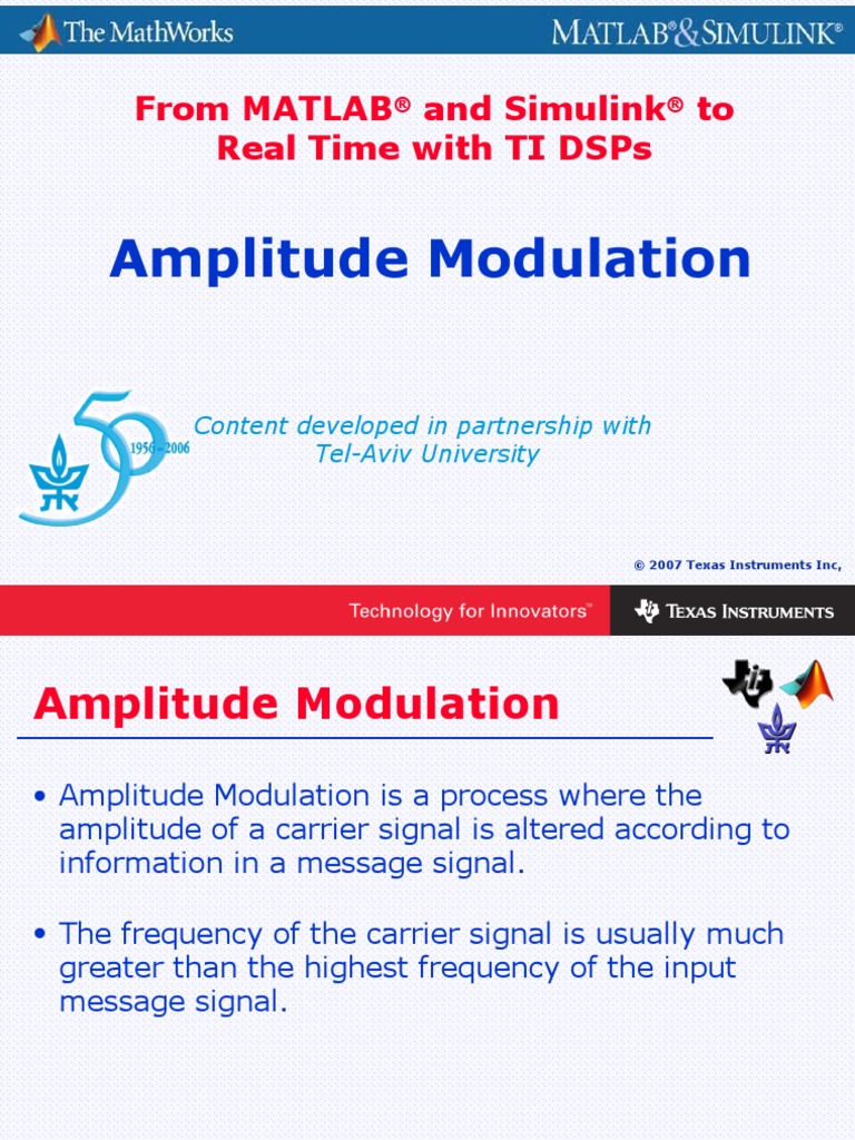 Amplitude Modulation: From Matlab and Simulink To Real Time With Ti ...