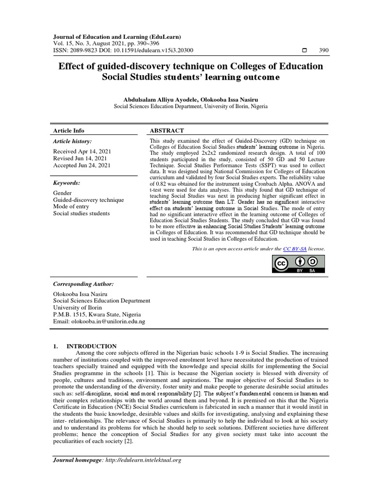 Guided-Discovery in Social Studies Education | PDF | P Value | Teachers