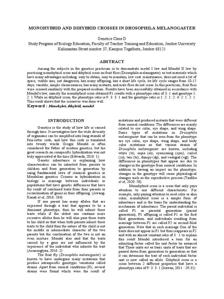 01 Laporan MONOHYBRID AND DIHYBRID CROSSES IN DROSOPHILA