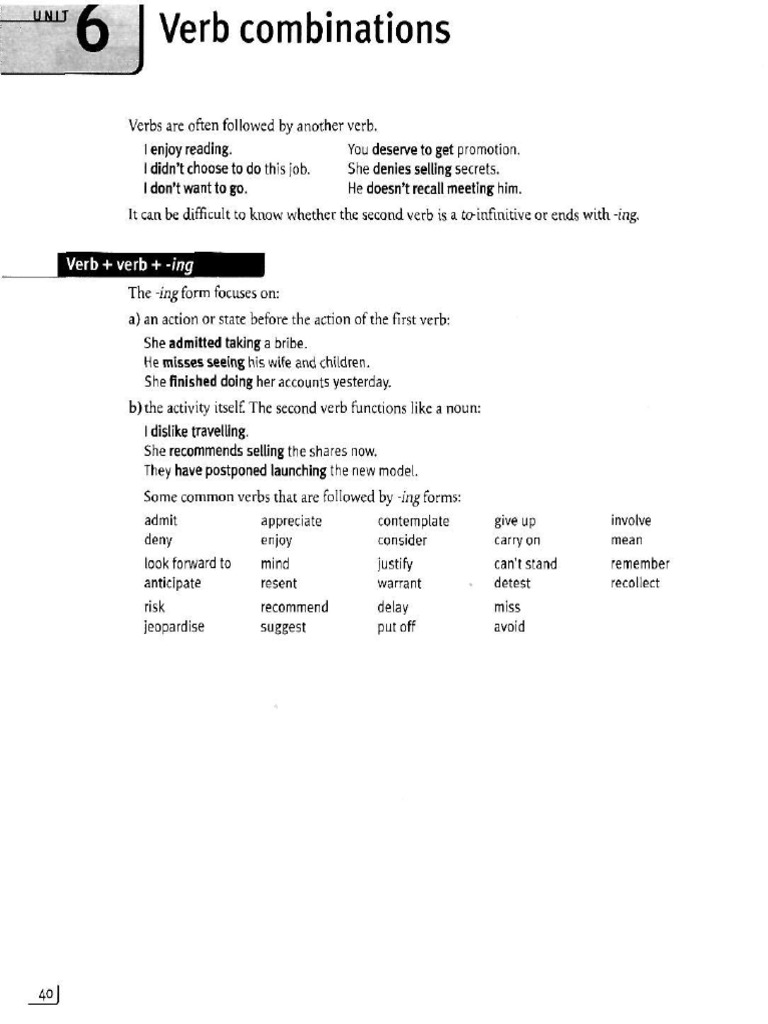 Verb Combinations Theory PDF