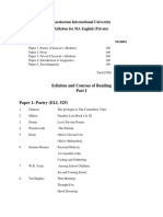 Syllabus and Courses of Reading: Karakorum International University Syllabus For MA English (Private)