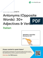 Antonyms (Opposite Words) : 30+ Adjectives & Verbs: Italian