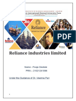 Reliance Industries Limited: Name - Pooja Deotale PRN - 21021241098 Under The Guidance of Dr. Veerma Puri