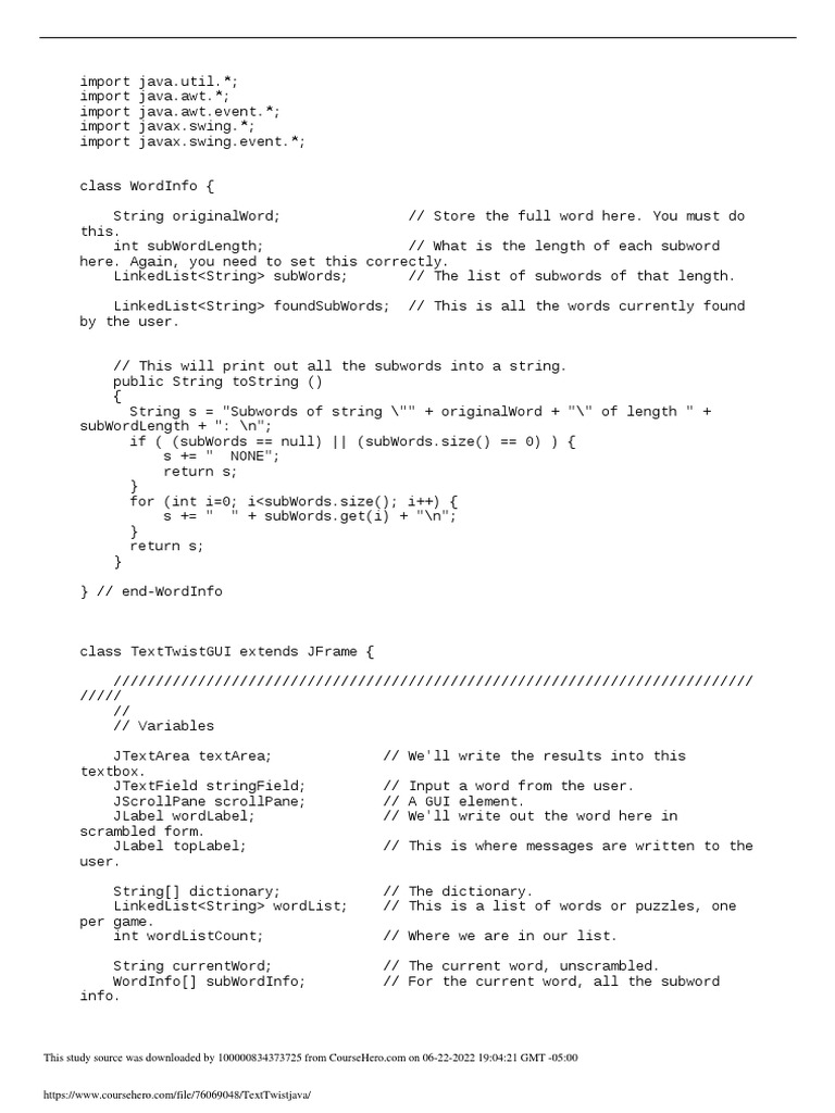 TextTwist Java | PDF | String (Computer Science) | Software Development