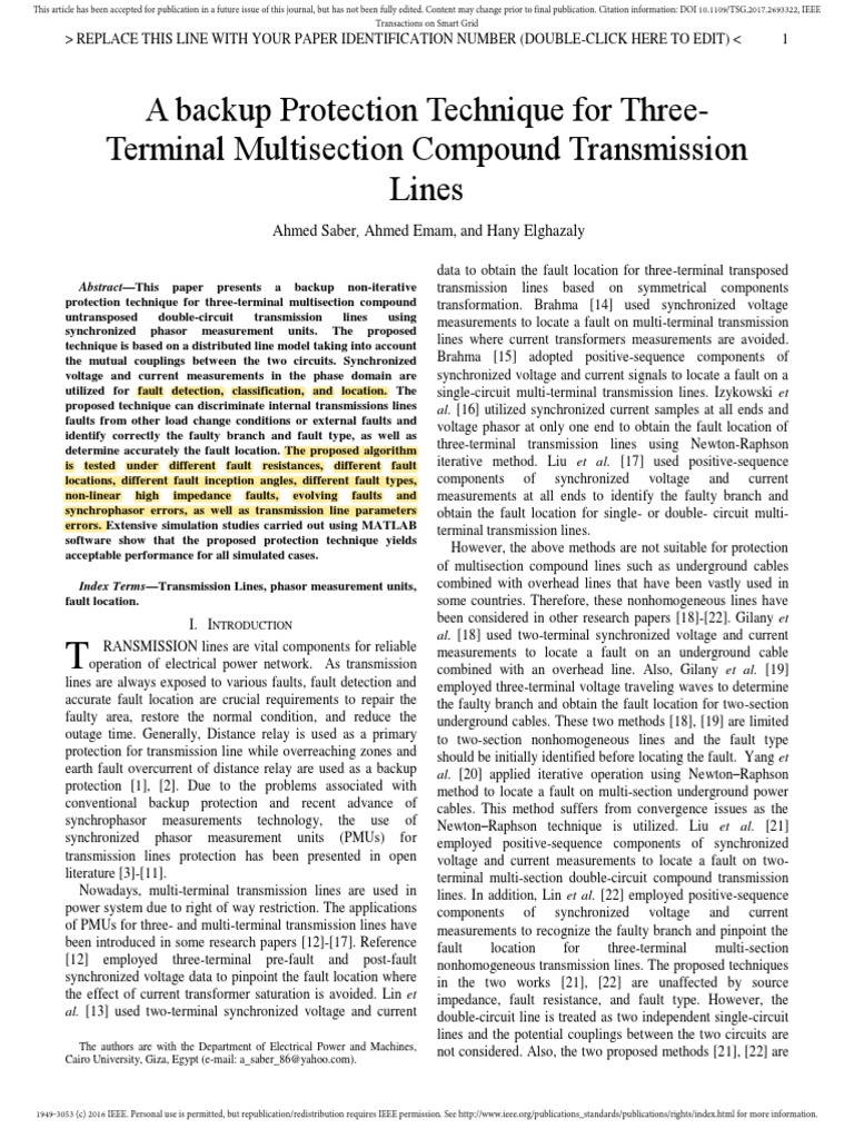 A Backup Protection Technique For ThreeTerminal Multisection Compound