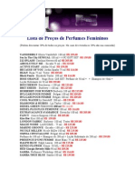 Lista de Preços de Perfumes Femininos Sem Fotos