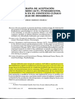 La Terapia de Aceptación y Compromiso (ACT) - Fundamentos, Aplicación en El Contexto Clínico y Á