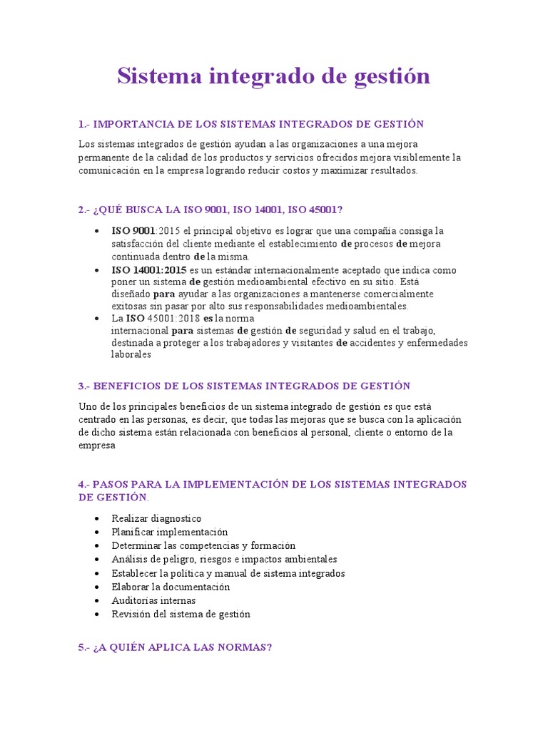 Sistema Integrado de Gestión Iso e Importancia | PDF | Business | Economias