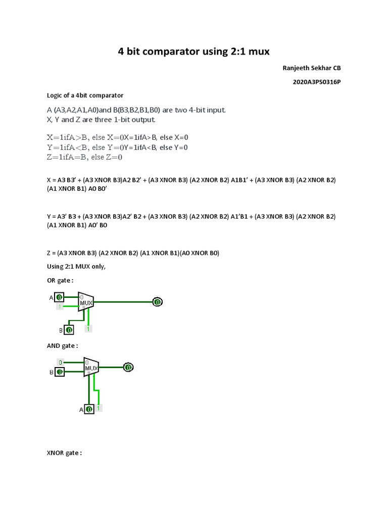 4 Bit Comparator Using 2 | PDF