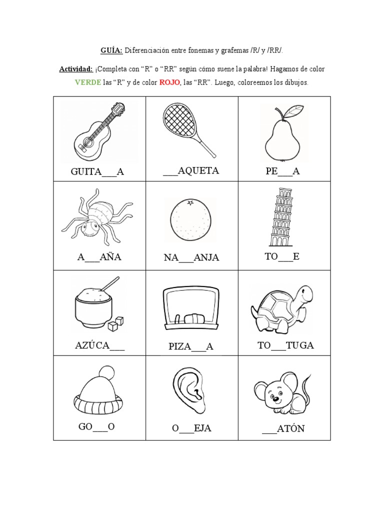 Actividades de fonemas R y RR para niños | PDF