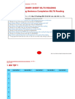 ANSWER SHEET IELTS READING - BÀI TẬP DẠNG SENTENCE COMPLETION IELTS READING