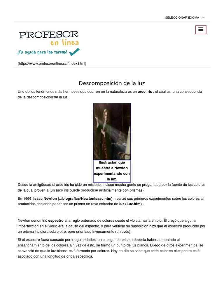 Descomposición de la luz y espectro visible | PDF | Color | Ligero