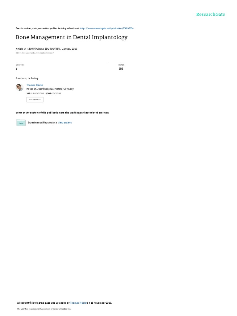 Bone Management in Dental Implantology PDF Dental Implant Dentist