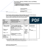 Certificado de Prueba COVID-19 Certificate of Testing For COVID-19