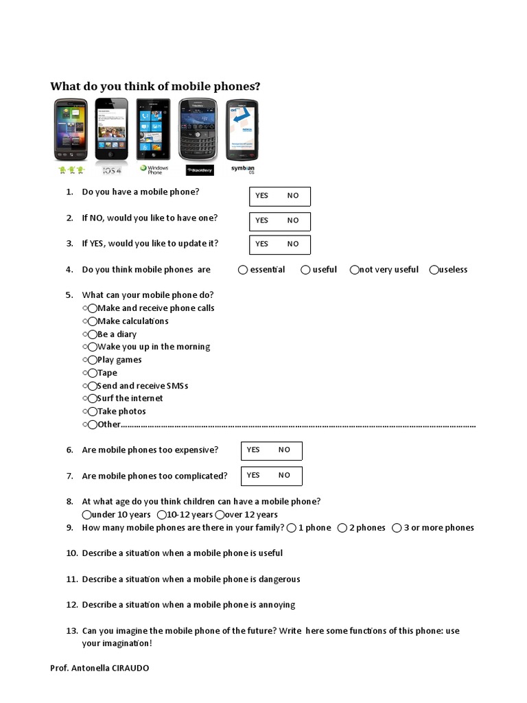 Mobile Phones Reading Comprehension Exercises 82319 PDF