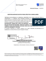 Certificación de Datos para Efectos Consulares: Nro. Trámite: Fecha de Proceso: Oficina de Emisión: N°