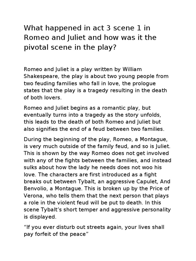 What Happened in Act 3 Scene 1 in Romeo and Juliet and How