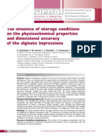 The Influence of Storage Conditions On The Physicochemical Properties and Dimensional Accuracy of The Alginate Impressions