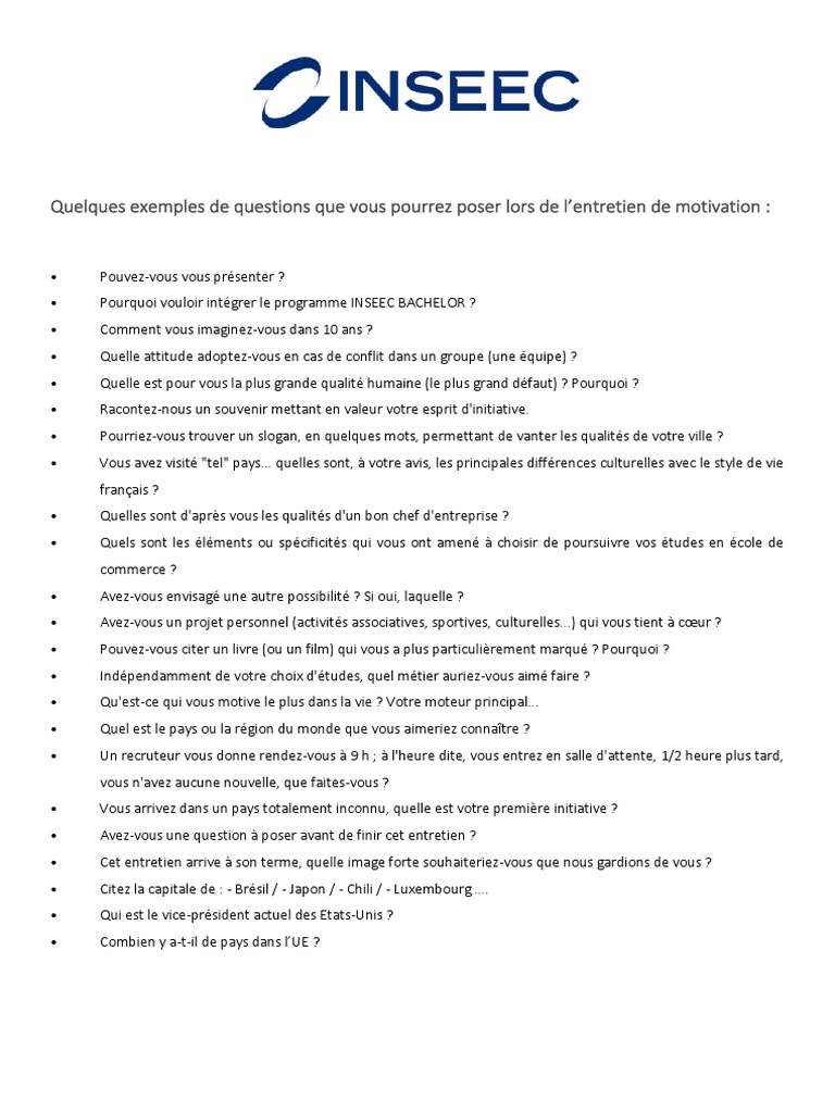 Exemples de Questions - JURY | PDF | Évolution de carrière | Sciences ...