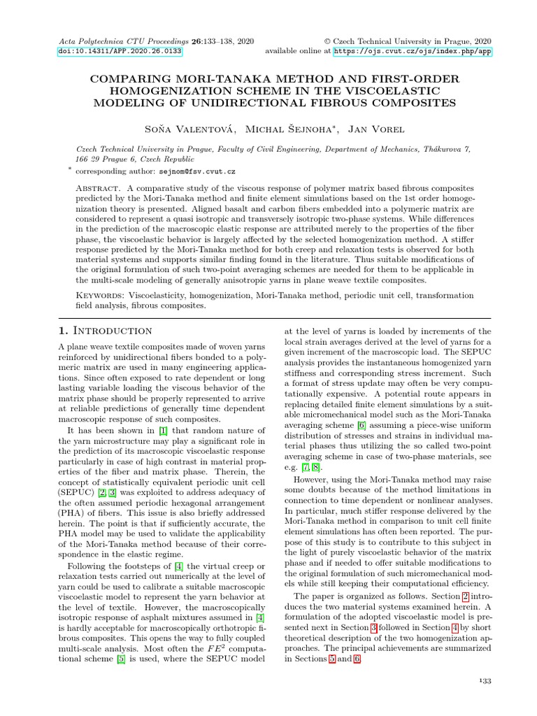 Comparing Mori-Tanaka Method and First-Order Homog | PDF | Composite ...