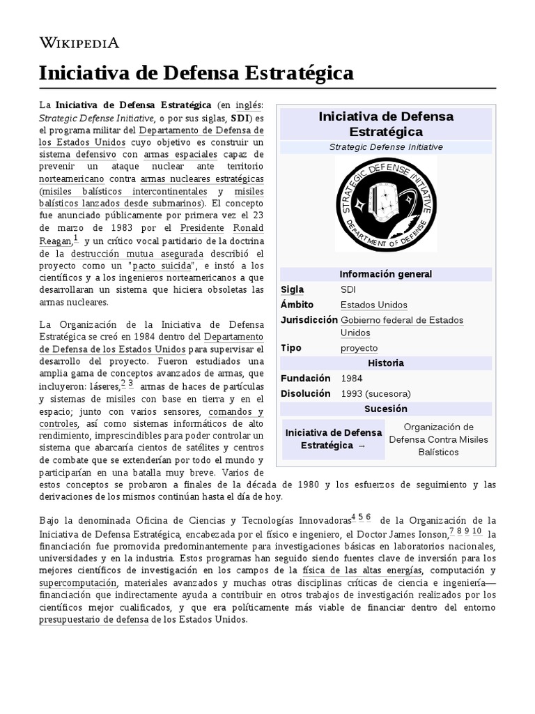 Iniciativa de Defensa Estratégica PDF Iniciativa de defensa
