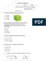 Evaluación de Matemática 22