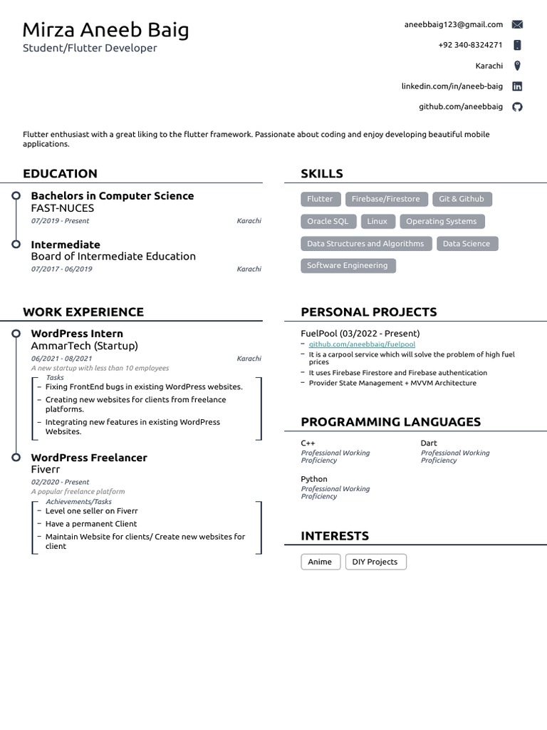 Resume Flutter Developer | PDF | Computer Programming | Word Press