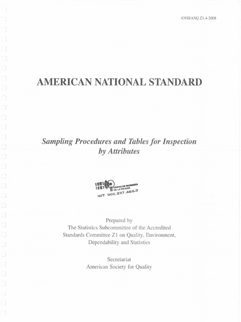 Ansi-Asq Z1.4 2008 | PDF